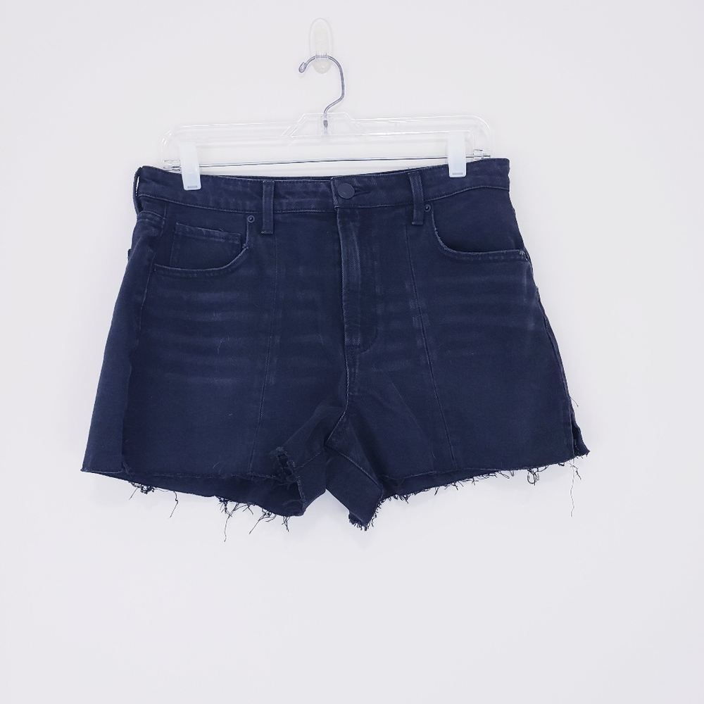 Black Seamed Denim Shorts Distressed Cut Off Jean Short Size 13 No Boundaries